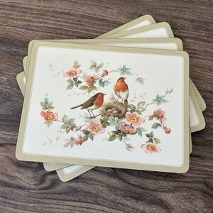 Pimpernel England Placemats Cork-Backed Robin Floral Set of 4